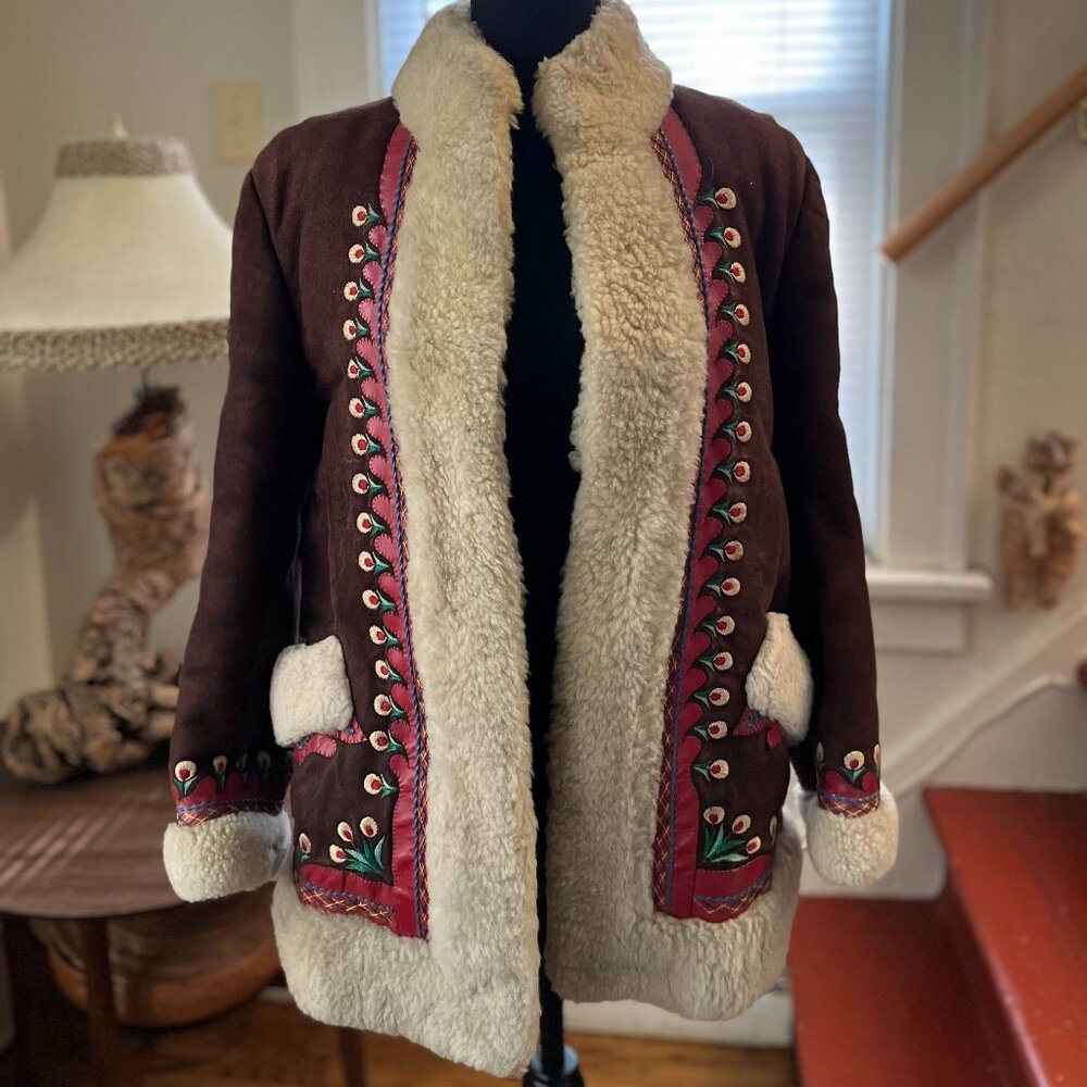 afghan penny lane boho woodstock hippy 70s embroidered AMAZING coat